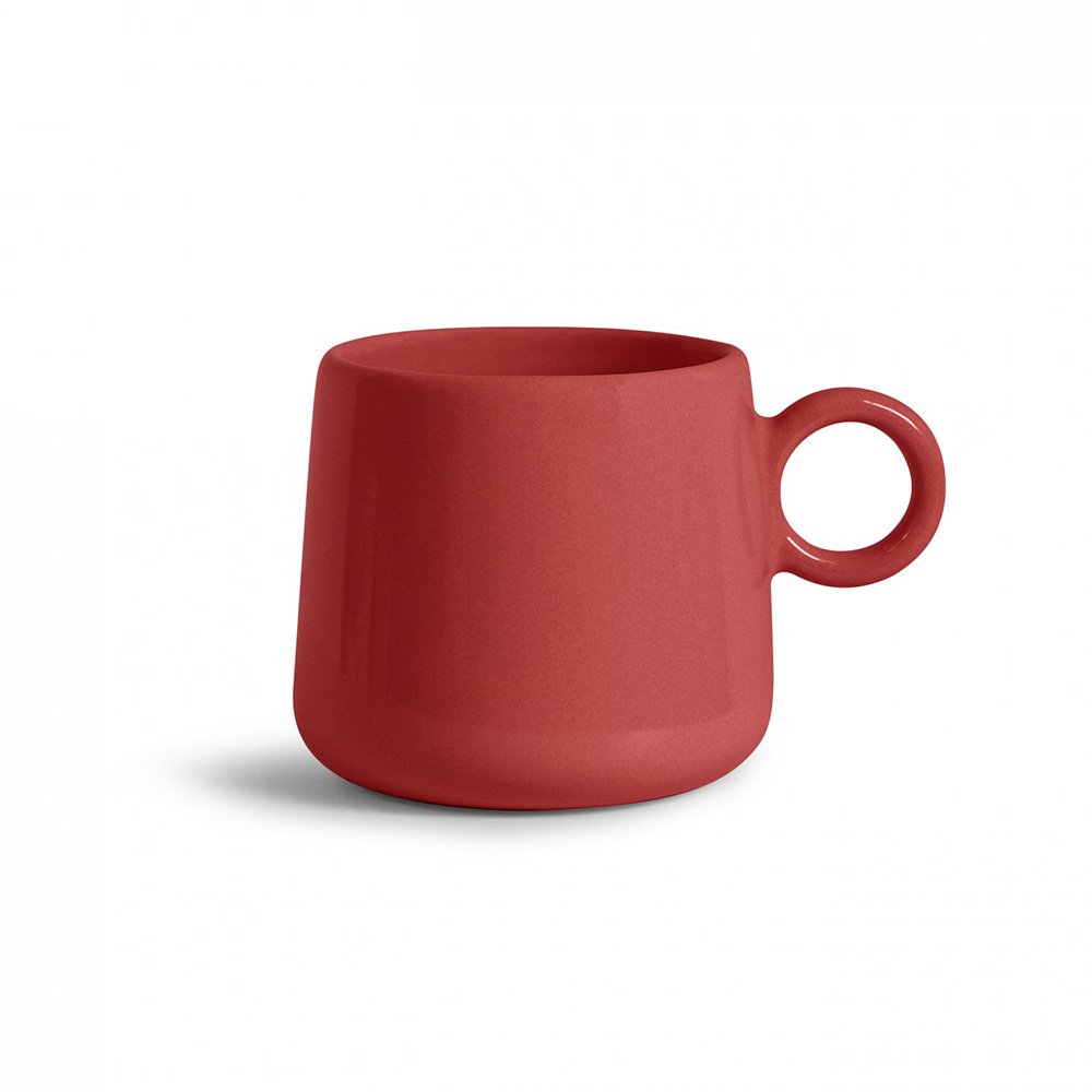 Mug en céramique avec anse rouge