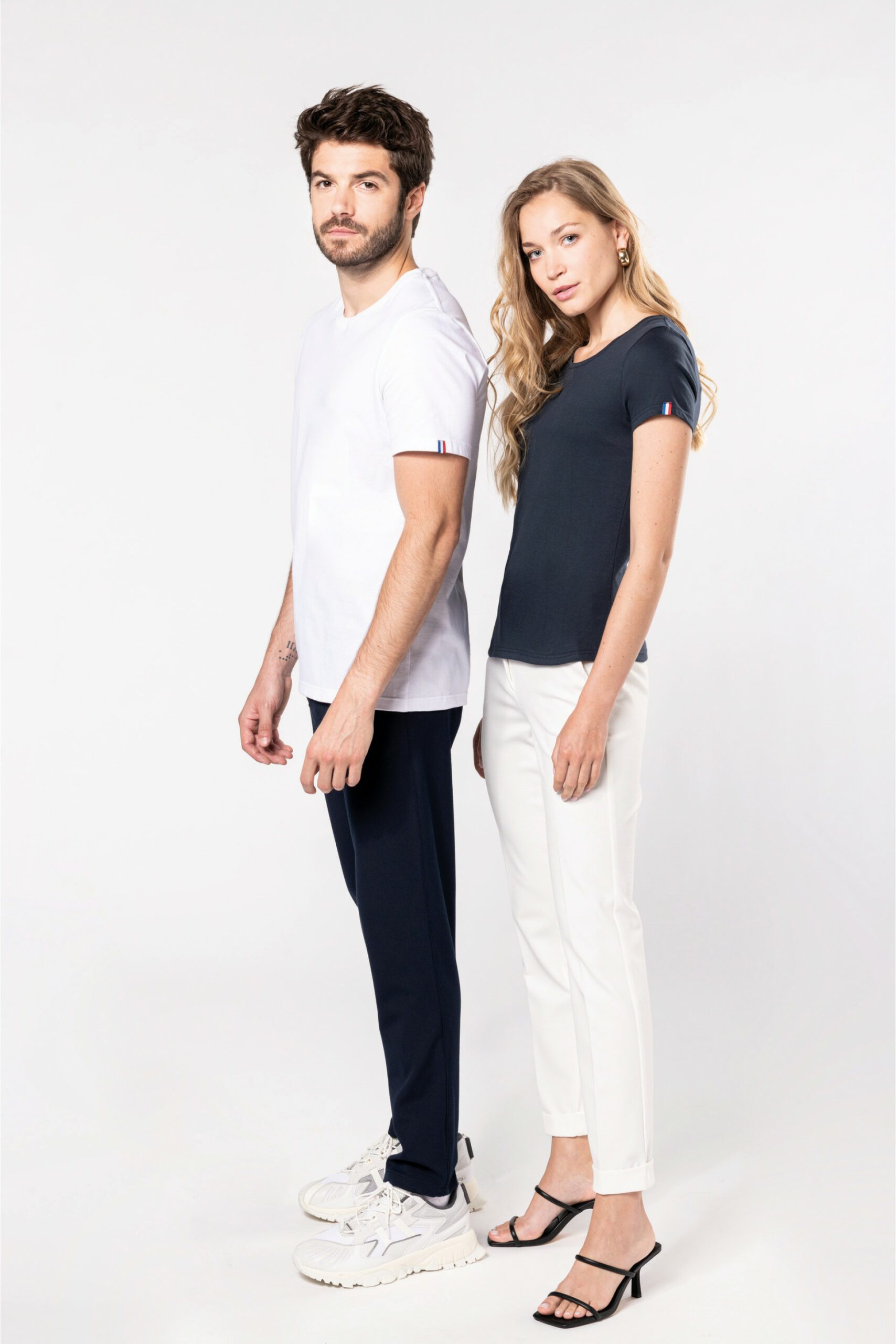 T-shirts blanc et marine Made in France homme et femme